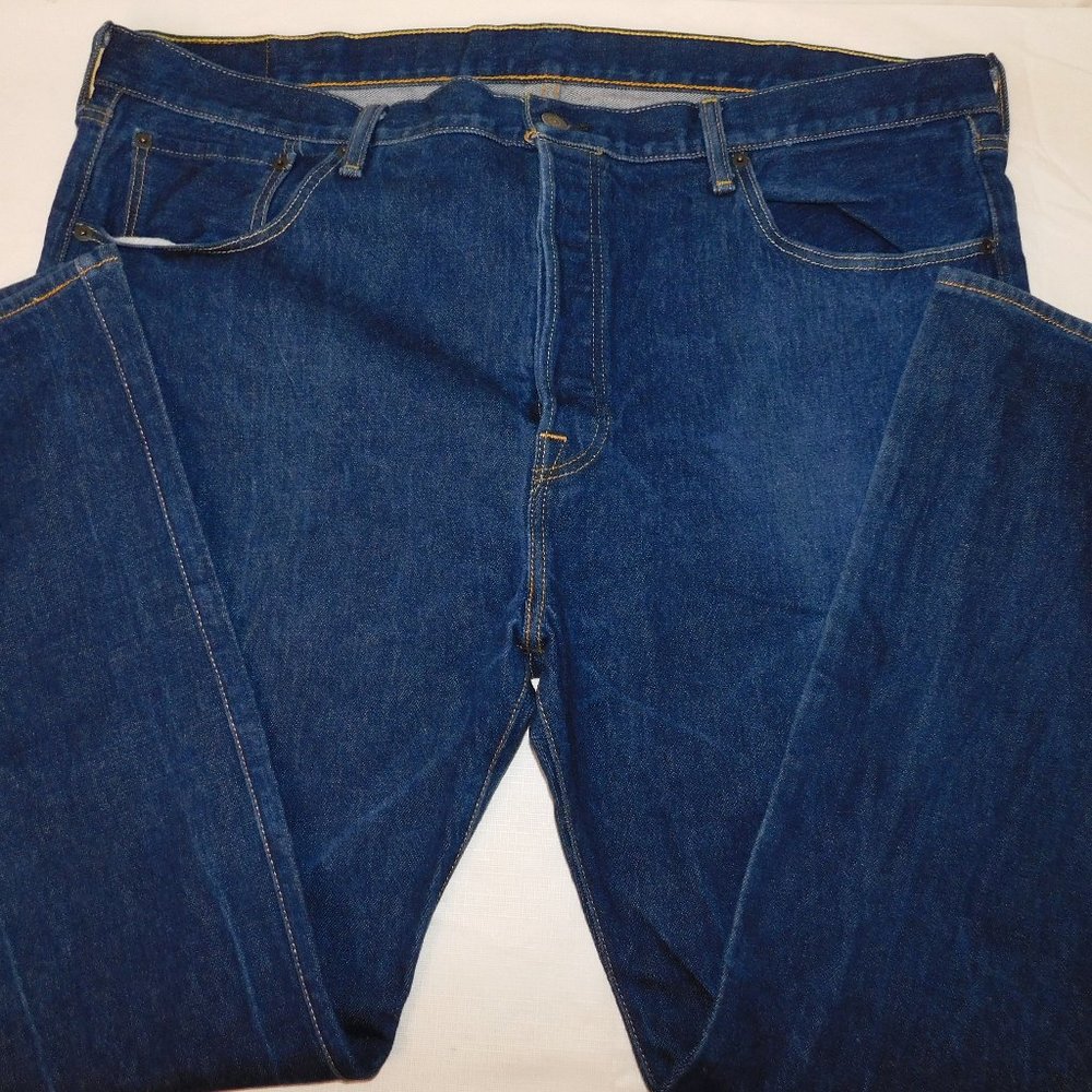 Levi's 501 Button Fly Denim Jeans Size W46 L30 Dark Wash
